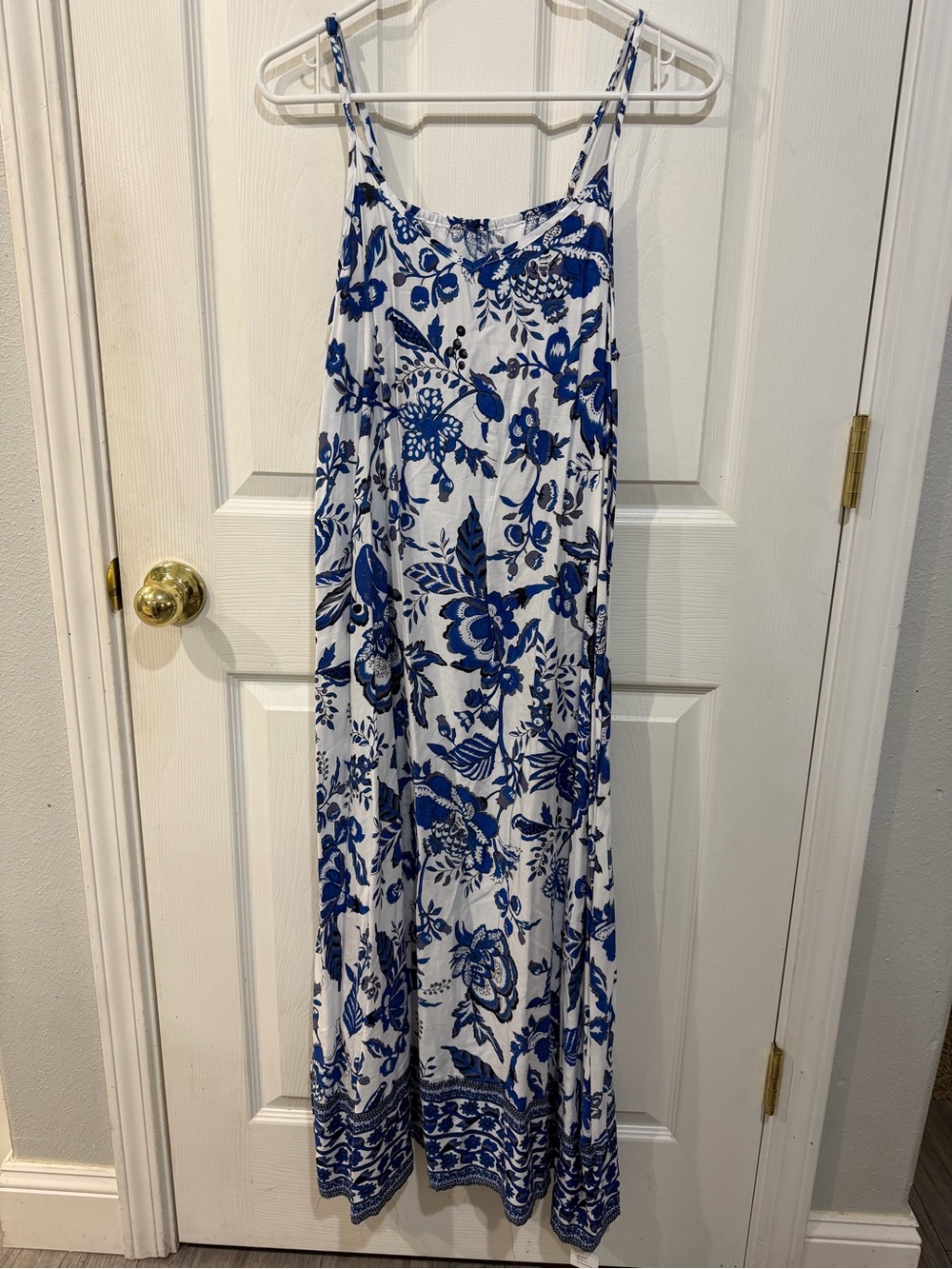 Cupshe Blue & White Floral Maxi Slip Dress New With Tags Size M